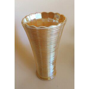 Vintage Anchor Hocking Peach Lusterware Vase 7 1/8" 1960's